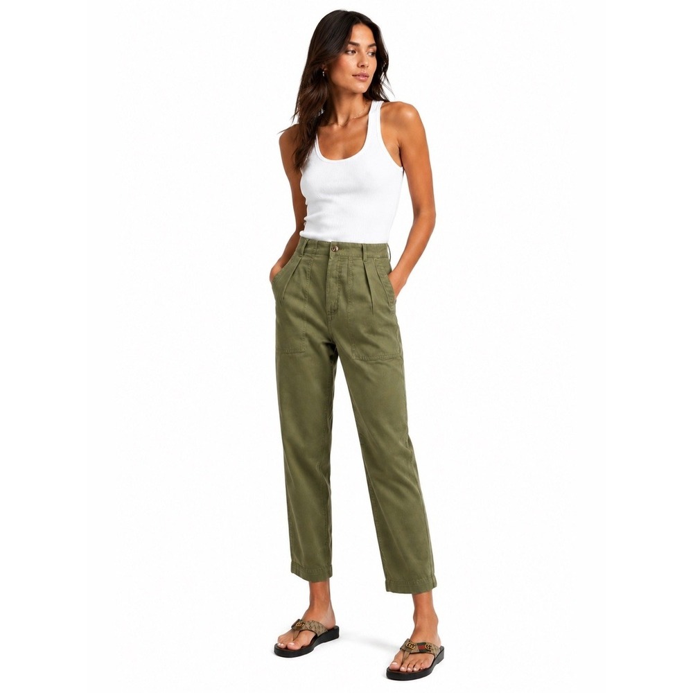 Favorite Daughter Phoenix Pants Women Green High Rise Straight Coastal Preppy 26